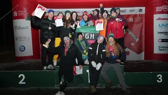 Image of the representatives of the AGH University Academic Sports Association at the Championships in alpine skiing