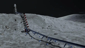 A system of conveyors for regolith transport on the Moon – TOLRECON, visualisation