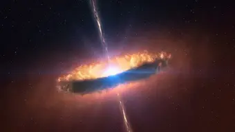 Dynamiczny wybuch hipernowej. Po obu stronach gwiazdy w postaci strugi, nazywanej także dżetem, uwalnia się promieniowanie gamma, które może zostać zarejestrowane przez teleskopy znajdujące się na powierzchni planety.