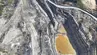 Aerial view of an open-pit mining site.