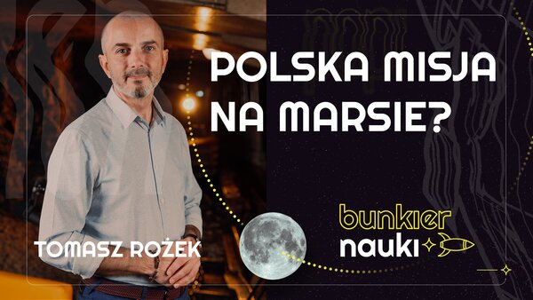 Grafika ilustracyjno-informacyjna z podtytułem odcinka pop!castu ("Polska misja na Marsie"), imieniem i nazwiskiem gościa-rozmówcy oraz jego zdjęciem.