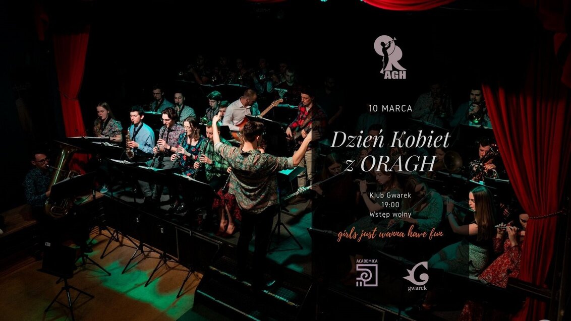 Kolorowa grafika z elementem zdjęcia przedstawiającego muzyków ORAGH trakcie występu oraz napis z nazwą, terminem i miejscem wydarzenia.