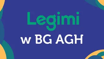 Grafika dekoracyjna z napisem "Legimi w BG AGH"