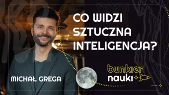 Grafika ilustracyjno-informacyjna z podtytułem odcinka („Świat oczami AI”), imieniem i nazwiskiem gościa-rozmówcy oraz jego zdjęciem.