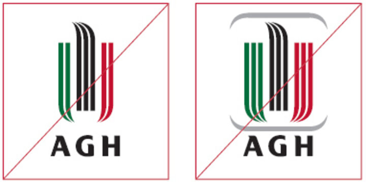 Grafika prezentujące błędne użycie logotypu AGH.
