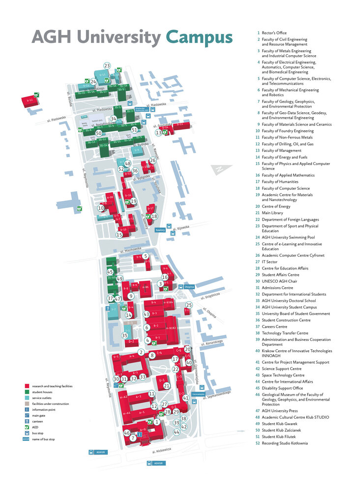 Map of the AGH UST Campus