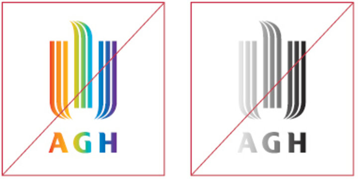 Grafika prezentujące błędne użycie logotypu AGH.