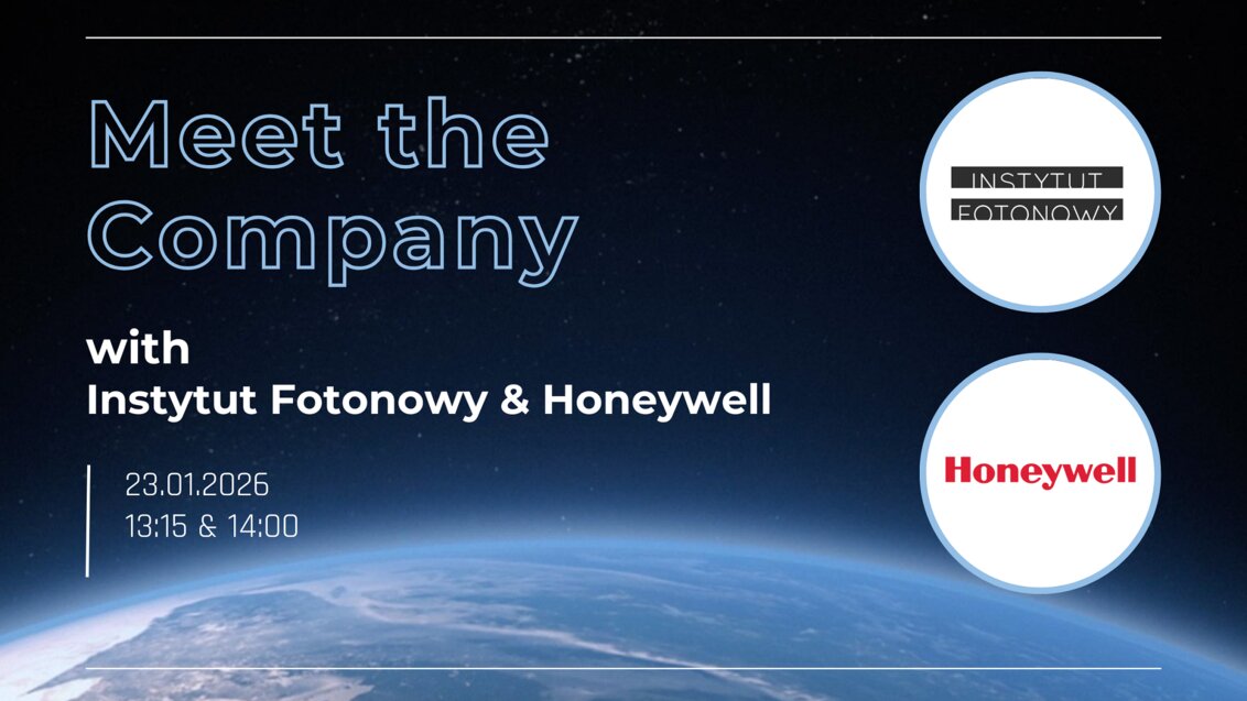 A poster of a "Meet the Company" event with logotypes of the companies and time and place of the session. The background is an image of Earth taken in space.