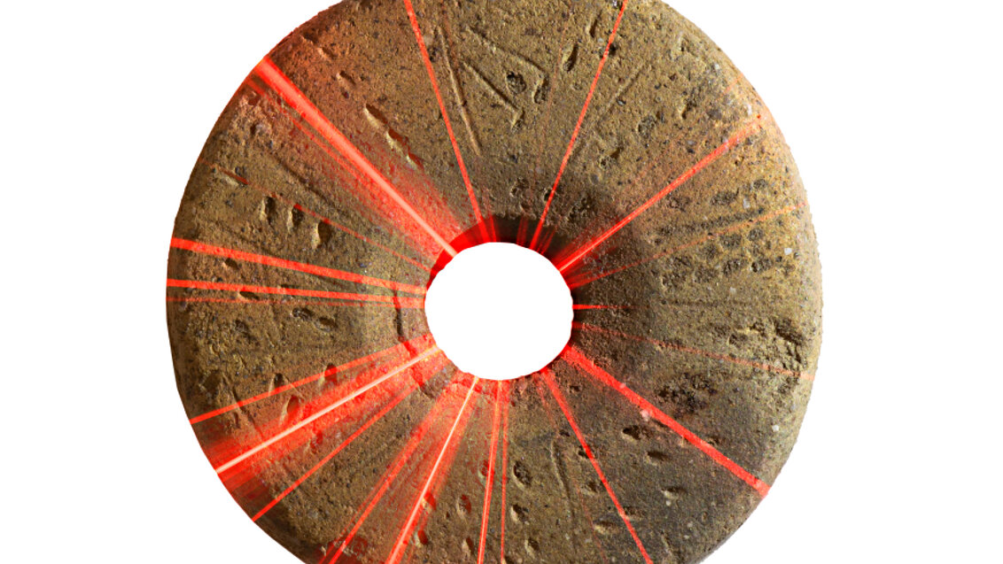 Ring like stone with red laser beams.