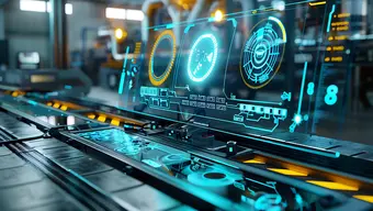 Ilustracyjno-dekoracyjne zdjęcie z elementami graficznymi przedstawiające nowoczesne systemy monitorowania i wykrywania zagrożeń (kilka monitorów wyświetla dane).