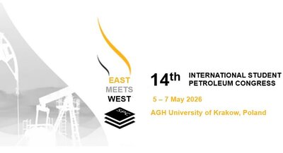 A poster of the 14th East Meets West Congress 2026 with date and place of the event and a decorative graphic of oil pumpjacks.