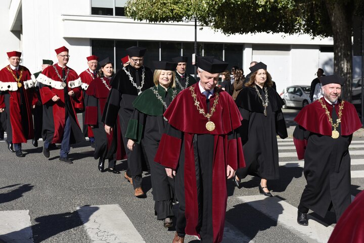 University officials in academic gowns during the procession