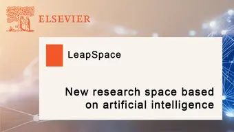 A decorative graphic with the logotype of Elsevier and information on LeapSpace