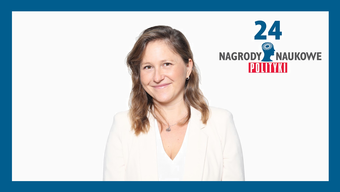 Image of Dr Daria Hemmerling on white background with the number and the name of the Polityka awards in the upper-right corner