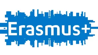Grafika dekoracyjna z napisem Erasmus+
