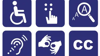 Grafika dekoracyjna z sześcioma symbolami dostępności