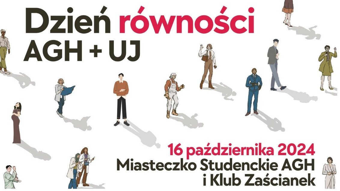 Grafika dekoracyjno-ilustracyjna: rozproszone postaci ludzi, do tego nazwa wydarzenia, data i miejsce.