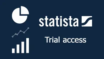 A banner with the logotype of Statista and three types of charts over a navy blue background.