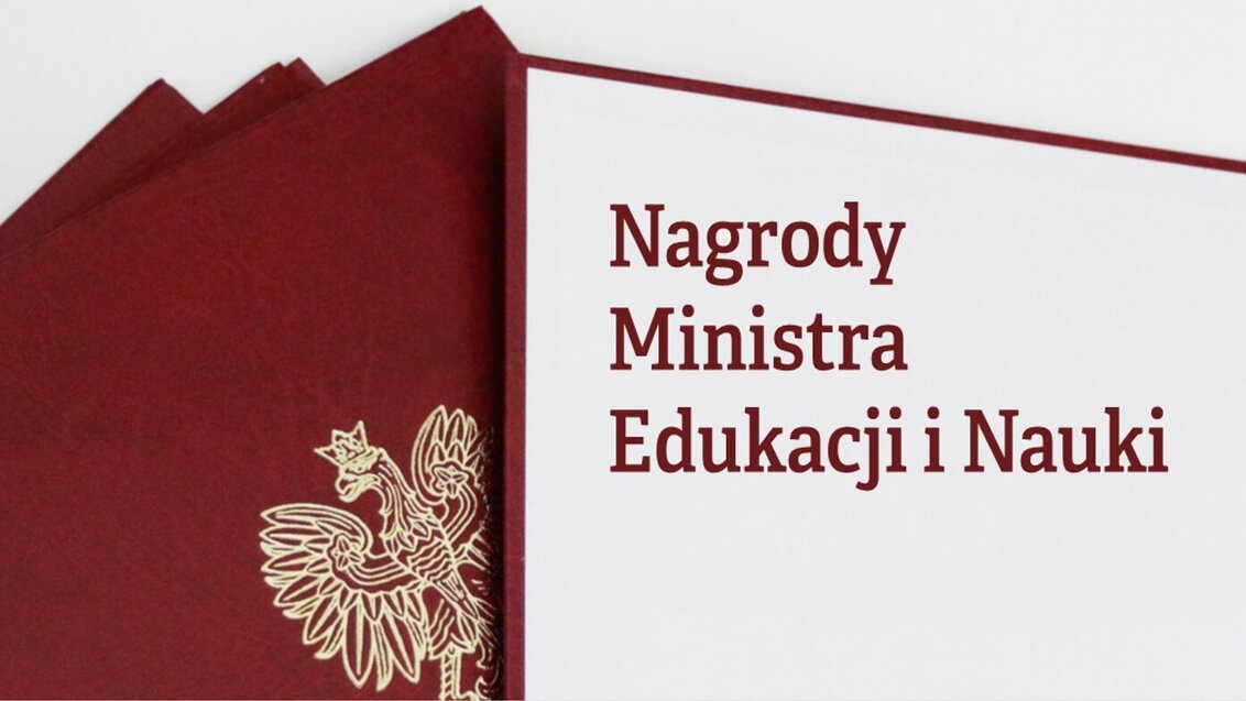 Grafika ilustracyjno-informacyjna z napisem "Nagrody Ministra Edukacji i Nauki"