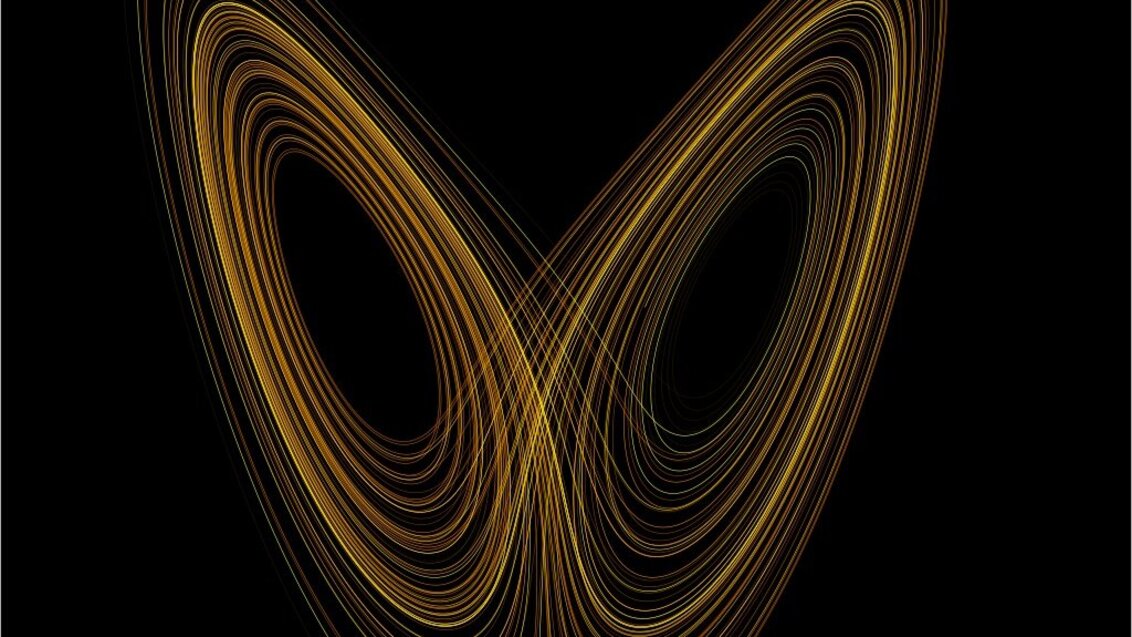 The image shows a Lorenz attractor that resembles the wings of a butterfly.