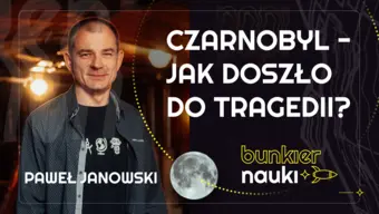 Grafika ilustracyjno-informacyjna z podtytułem odcinka („Czarnobyl - jak doszło do tragedii?"), imieniem i nazwiskiem gościa-rozmówcy oraz jego zdjęciem.