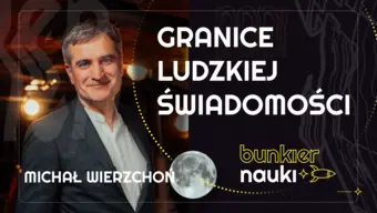 Grafika ilustracyjno-informacyjna z podtytułem odcinka („Granice ludzkiej świadomości"), imieniem i nazwiskiem gościa-rozmówcy oraz jego zdjęciem.