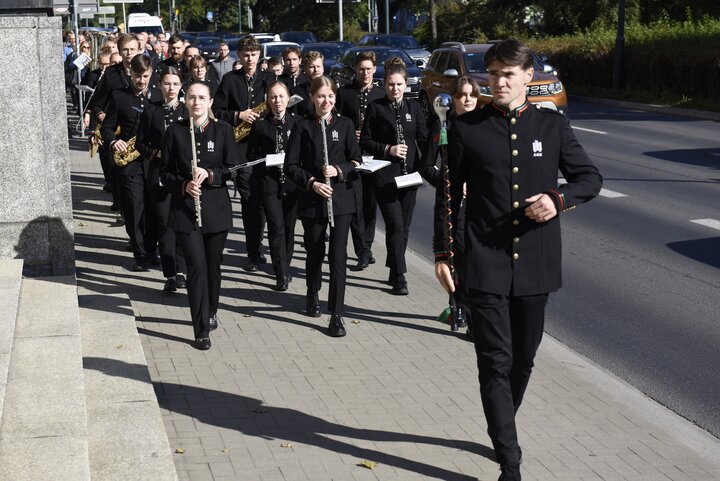 The representative orchestra in full dress uniform part of the procession.