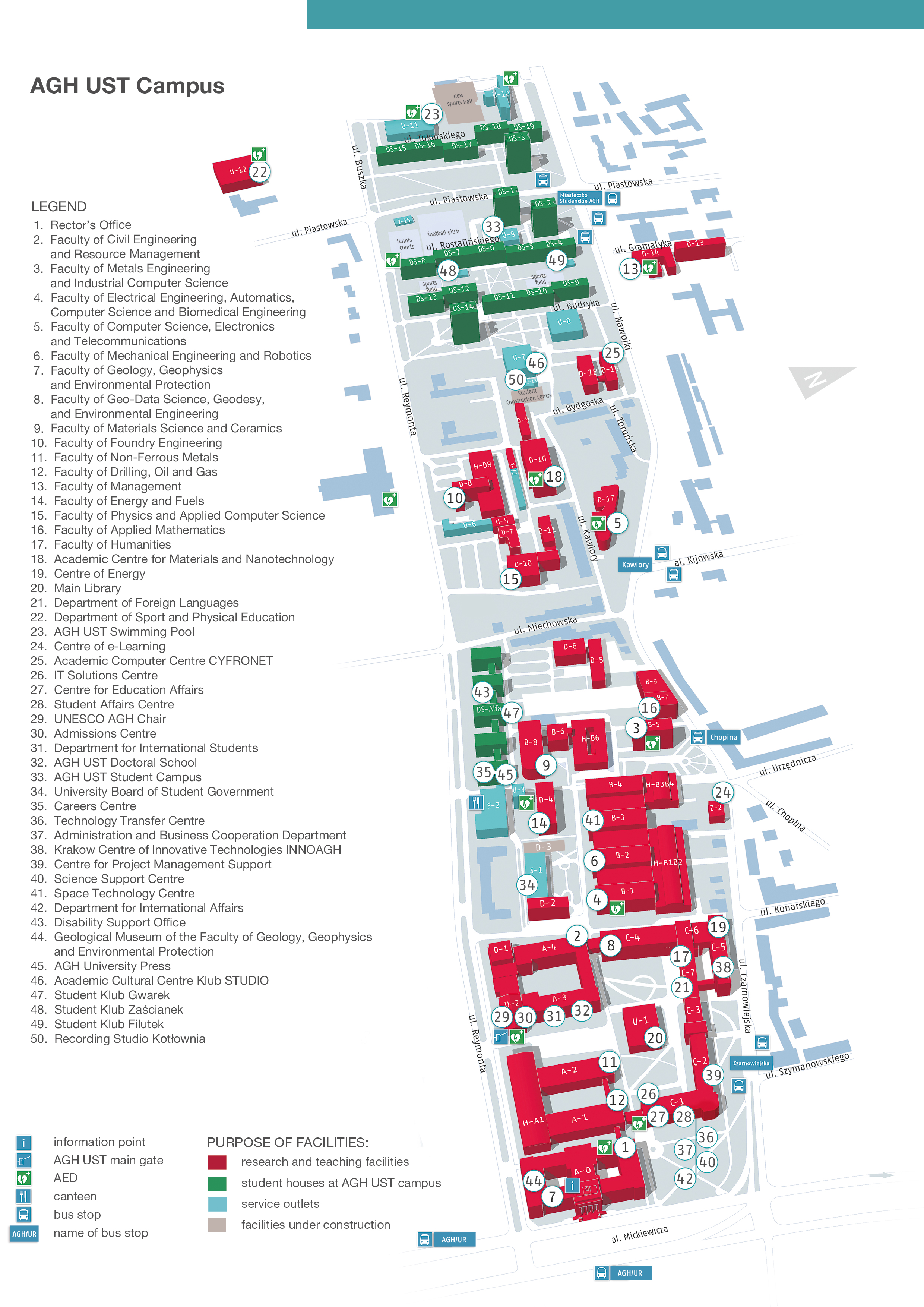 Map of the AGH UST Campus